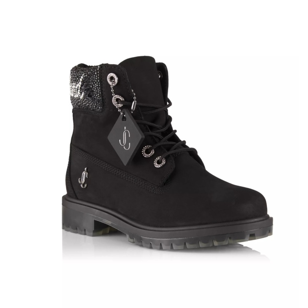 Jimmy Choo x Timberland 6" Crystal-Embellished Ankle Boots Size 9.5